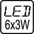 Počet LED čipov - 6x3W