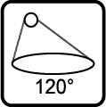 Uhol svietenia svietidla 120 stupňov