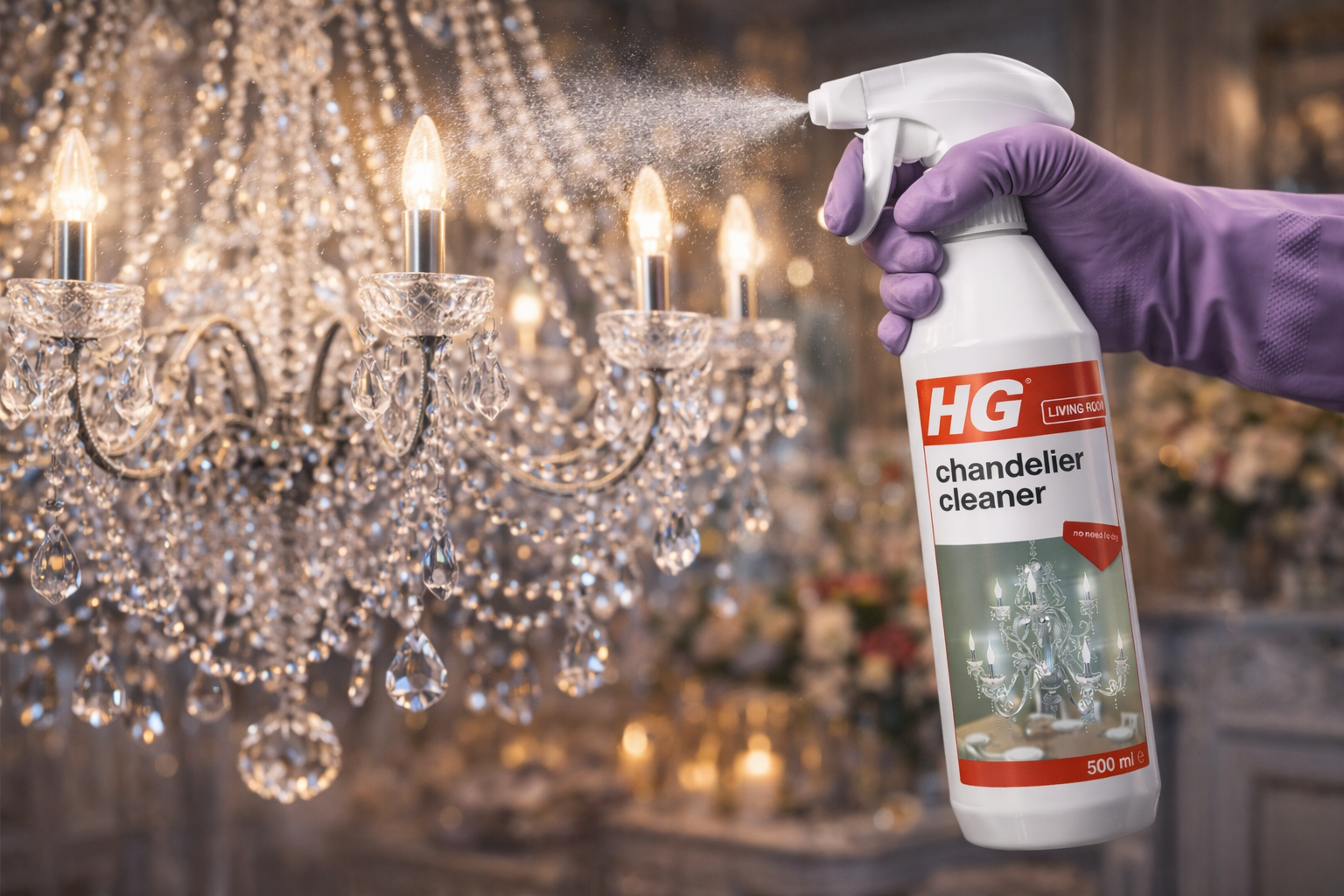 Да почистим кристален полилей със спрей HG 167